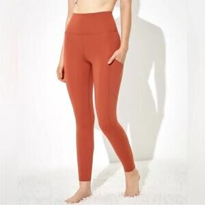 Aeropostale Burnt Orange Fitted Athletic Leggings w/ Side Pockets Size Medium